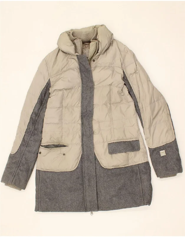 Best Bargains ADD Womens Padded Coat UK 14 Large Beige Colourblock Polyamide