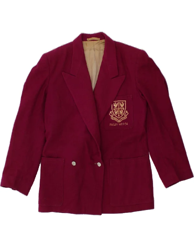 Must-Have Deals VINTAGE Womens Rugby 1955-56 Graphic Blazer Jacket UK 16 Large Burgundy