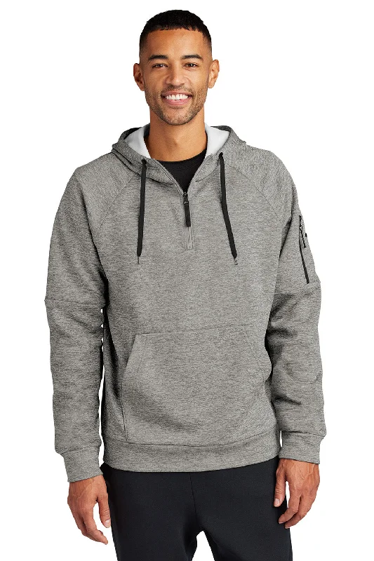 Nike Mens Therma-Fit Fleece 1/4 Zip Hooded Sweatshirt Hoodie w/ Pouch Pocket - Heather Dark Grey - New