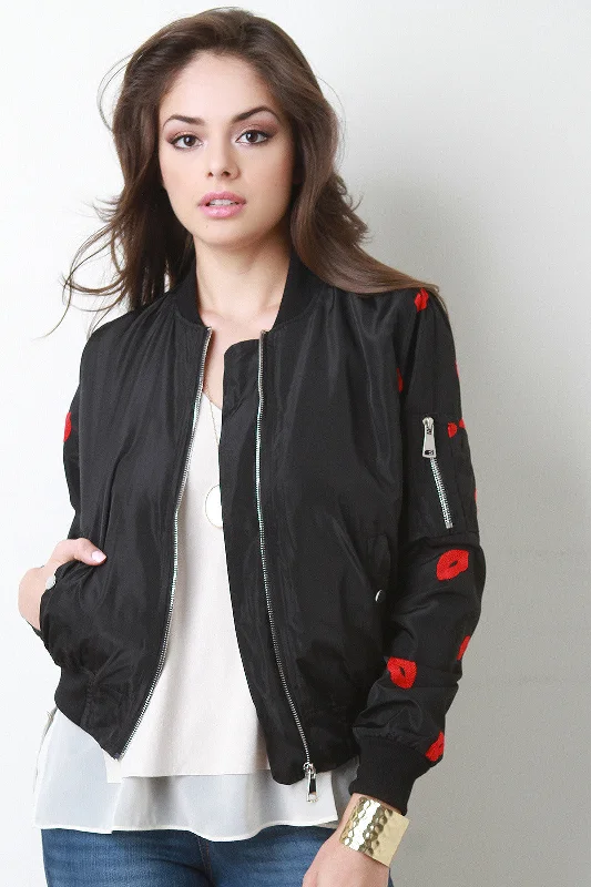 Buy Today Kisses Zip Up Bomber Jacket
