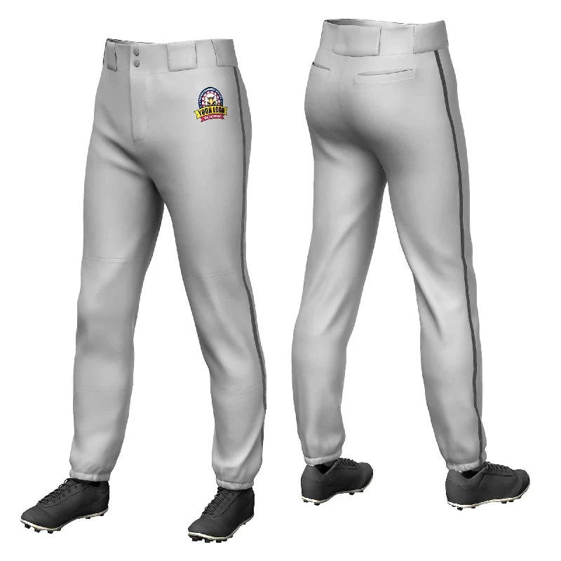 Custom Gray Dark Gray Classic Fit Stretch Practice Pull-up Baseball Pants