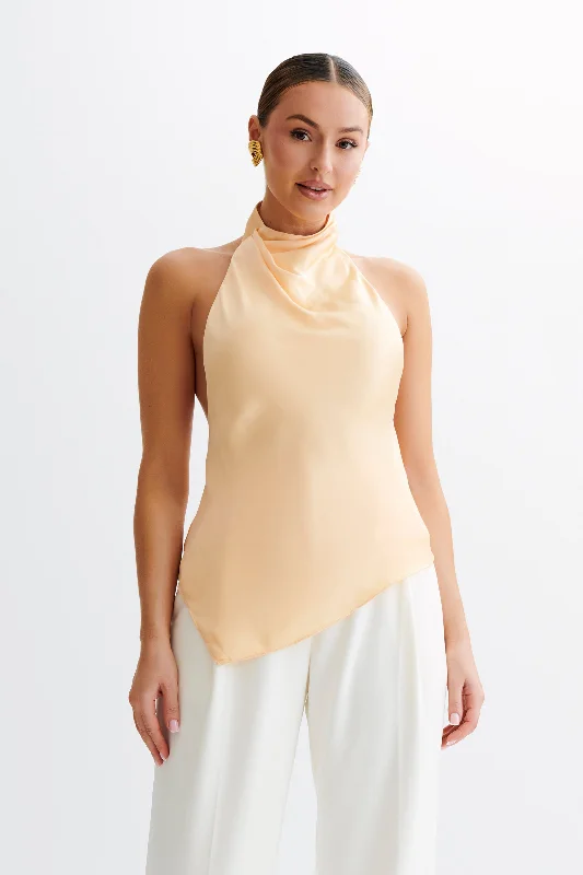 Members Only Seraphine Satin Halter Top - Peach