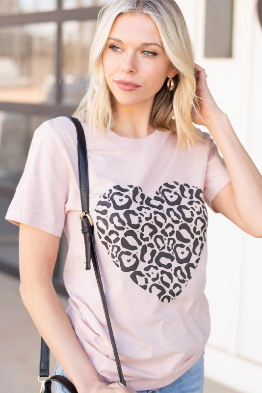 Price Cut Leopard Love Heather Peach Graphic Tee