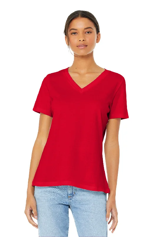 Major Savings Bella + Canvas Womens Relaxed Jersey Short Sleeve V-Neck T-Shirt - Red