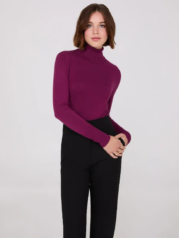 Weekend Deals to Make You Smile Knit Jersey Turtleneck Sweater