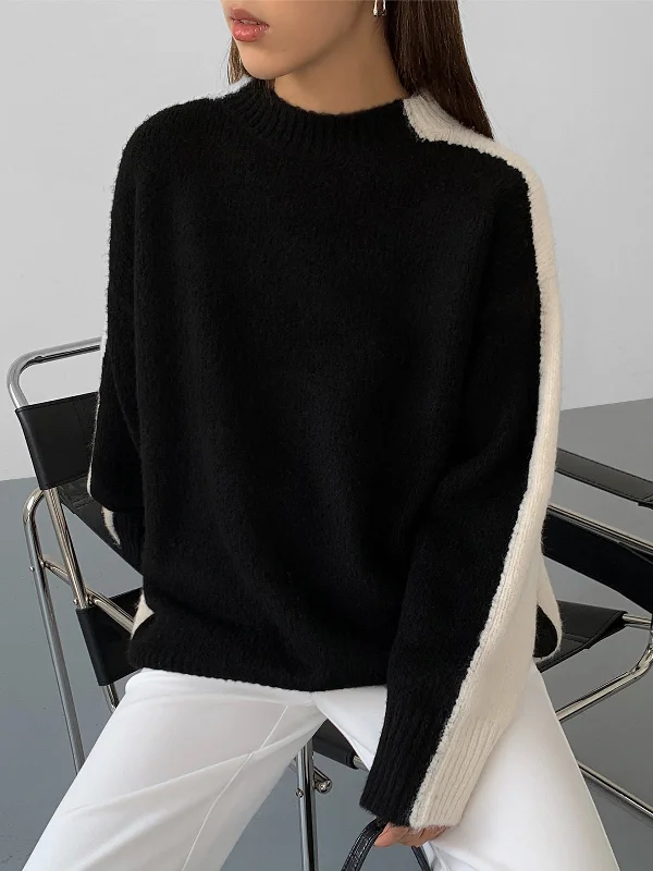Blowout Sale Casual Contrast Graceful Color Knit Sweater