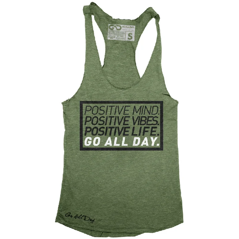 Stock Up GO ALL DAY "POSITIVE LIFE" TriBlend Racerback Tank (Camo Green)
