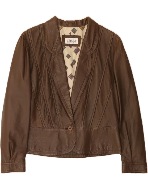 Online Exclusive CHRIST Womens Leather Jacket IT 42 Medium Brown Leather