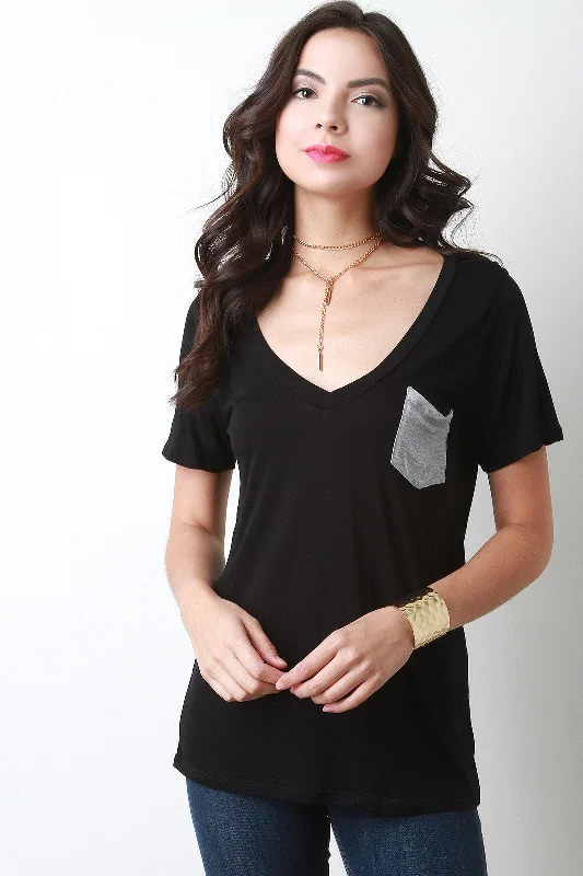 Markdowns Feather Weight Pocket Tee Top