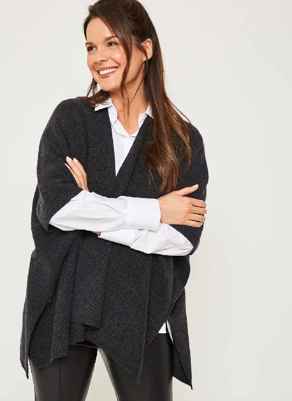 Don't Wait Kimono Rib Cashmere Cardigan - Charcoal