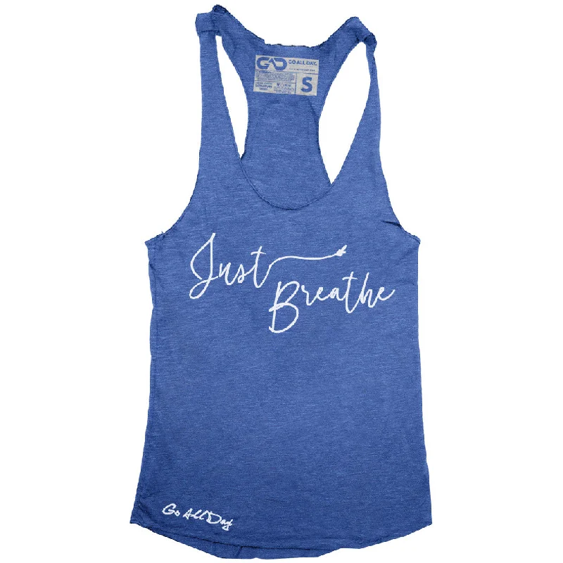 Price Slash GO ALL DAY "JUST BREATHE" TriBlend Racerback Tank (Blue)