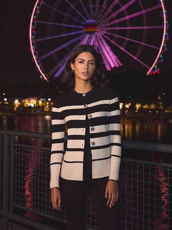 Today’s Special Colour Block Striped Button-Front Cardigan