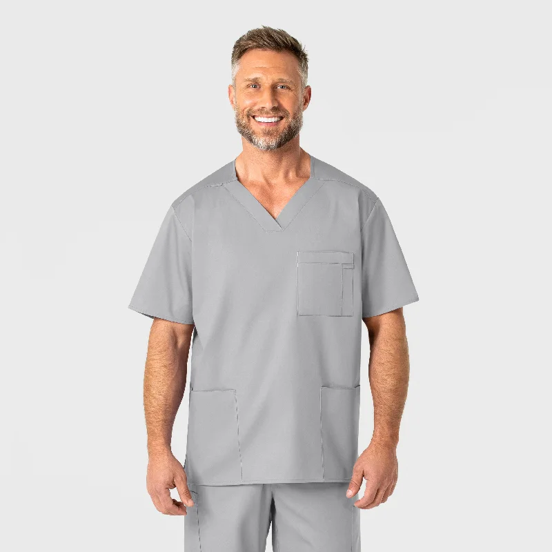 WonderWORK Men's V-Neck Scrub Top - Grey