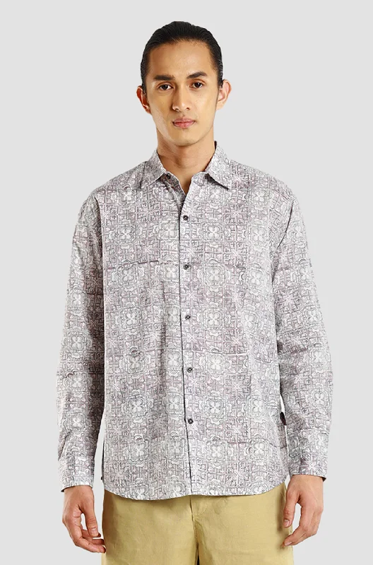 Maharaja Long Sleeve Modern Fit Gratitude in Silver Lining