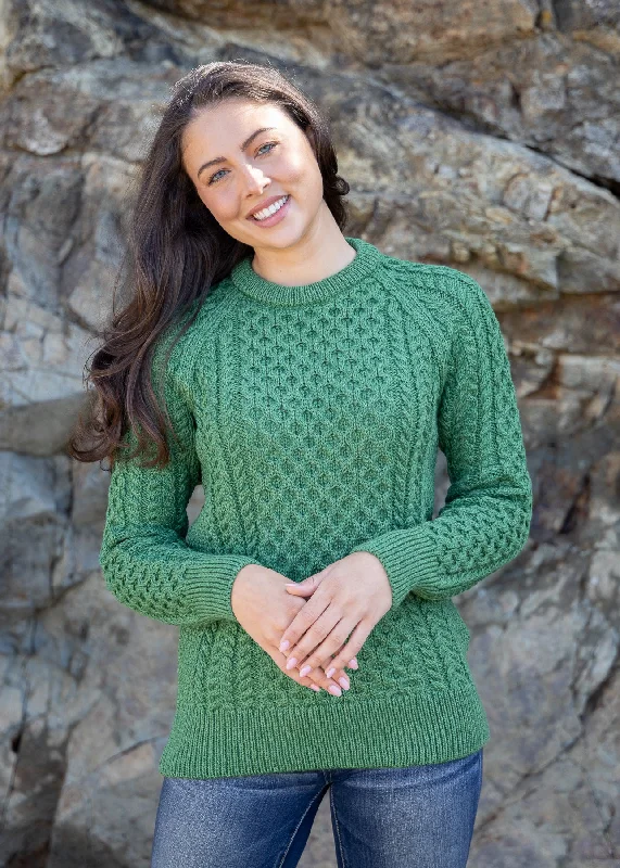 Reduced Prices Ladies Slim-Fit Aran Sweater | Green