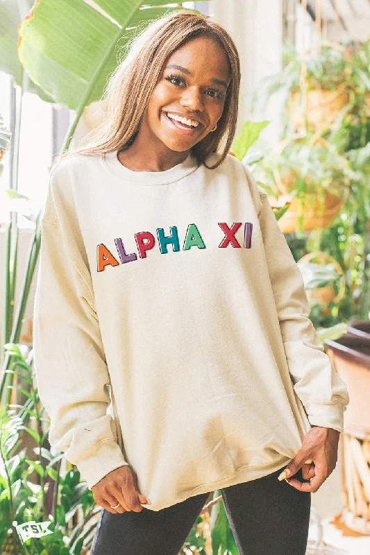 Price Drop Alpha Xi Delta Stencil Crewneck