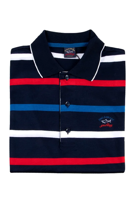 Paul and Shark Multi Stripe Mercerised Cotton Polo