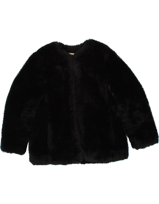 Weekend Offers That Sizzle GAP Womens Faux Fur Overcoat UK 14 Medium Black