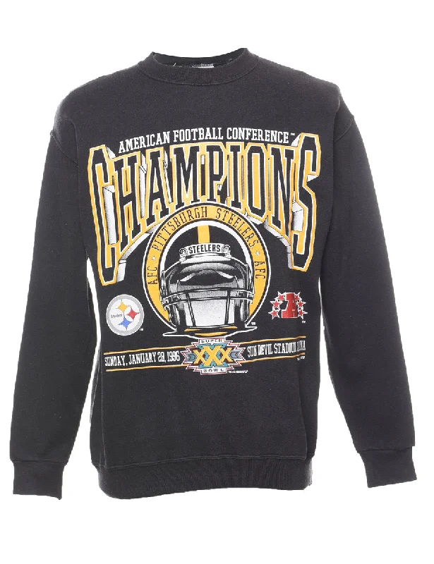 Weekend Discounts You Deserve Black 1990s Pittsburgh Steelers Printed Sweatshirt - XL