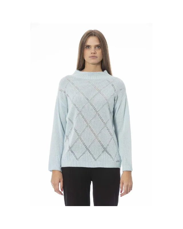Pay Less Baldinini Trend Women's Light Blue Wool Sweater - M
