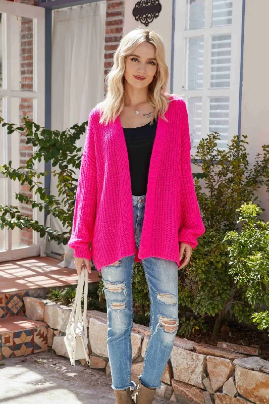 Best Bargains Rib-Knit Open Front Drop Shoulder Cardigan