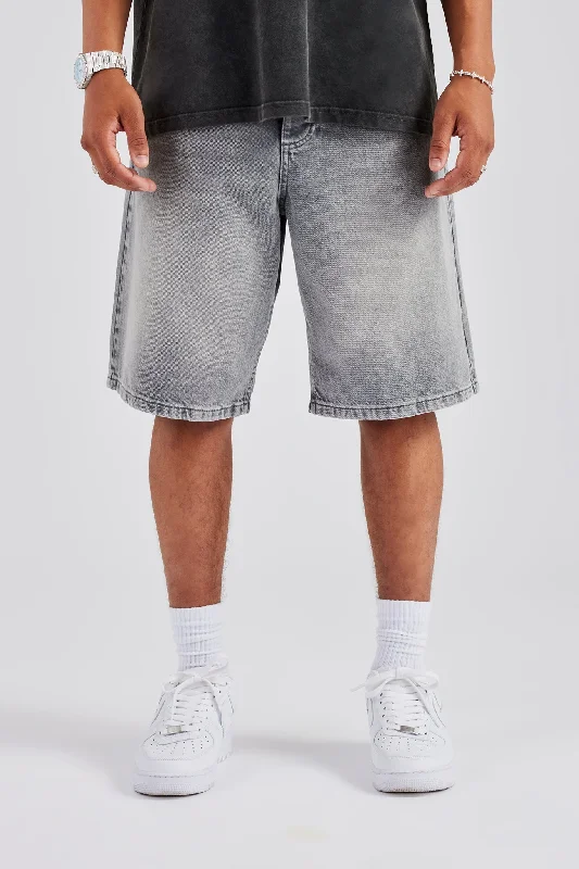 Denim Bermuda Jorts - Washed Grey