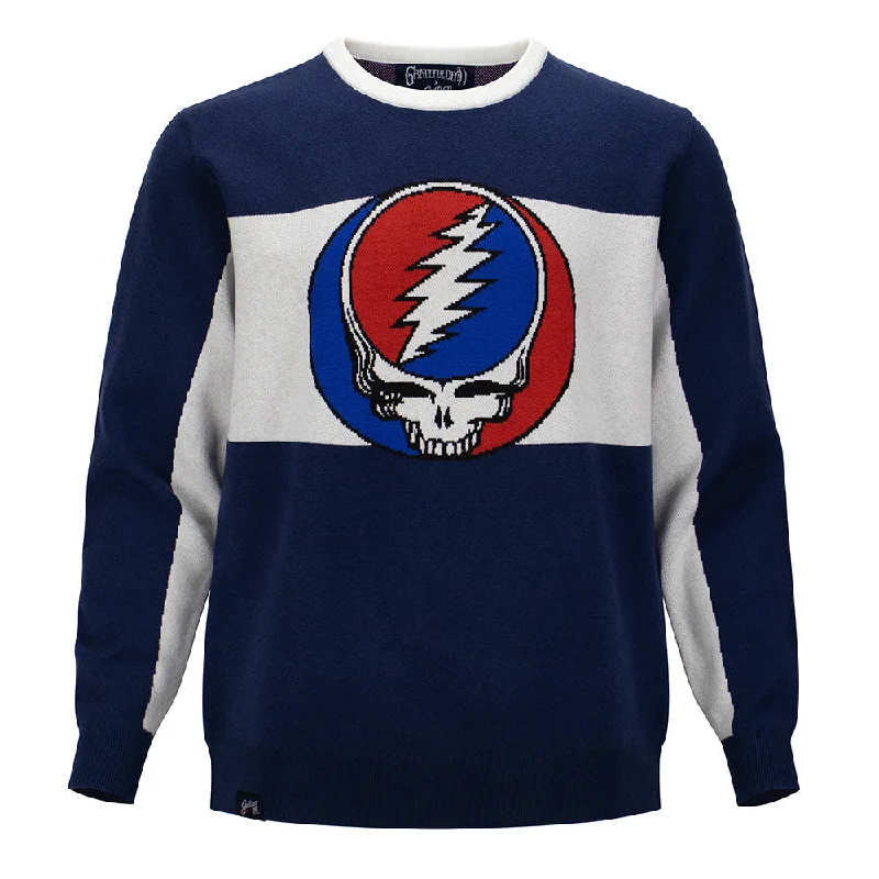 Overstock Grateful Dead | Regular Sweater | Stealie in Blue & White