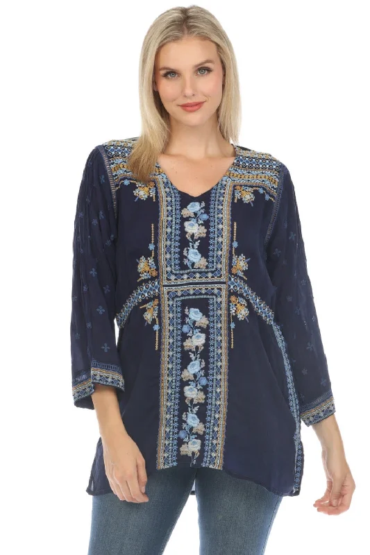 Great Bargains Johnny Was Palmari Embroidered V-Neck Tunic Top C20624 *