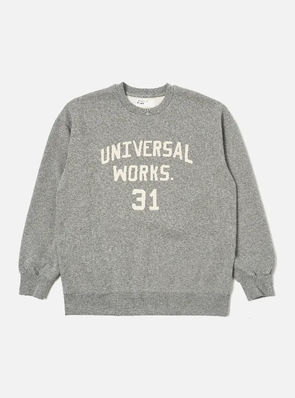 Universal Works Loose Sweatshirt in Grey Marl Recycled Cotton Blend Jersey