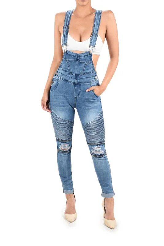 Today's Deal Women's Biker Denim Overalls