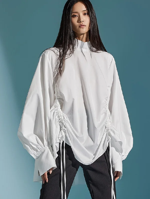 Savings Event B9174  Side Drawstring Dressy Blouse