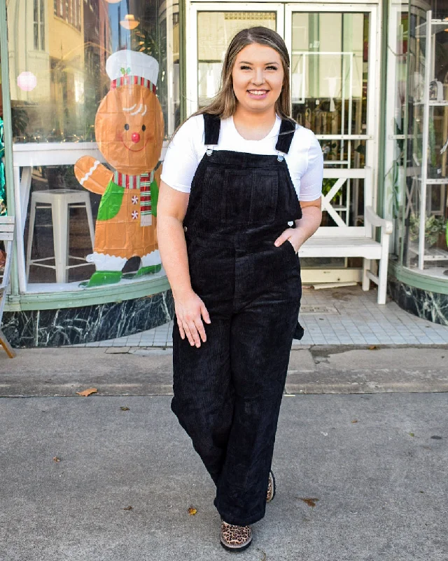 The Best Prices WASHED CORDUROY OVERALLS - BLACK