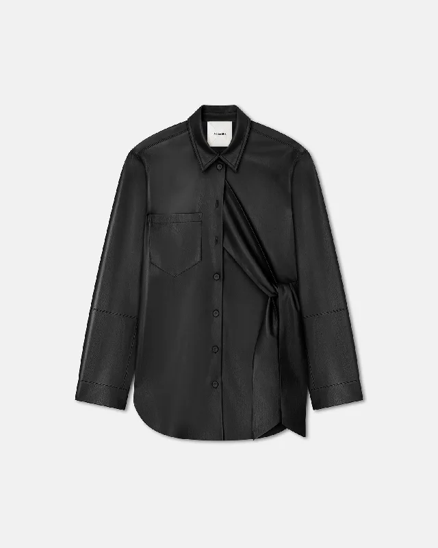 Today's Special Ileka - Belted Okobor™ Alt-Leather Shirt - Black