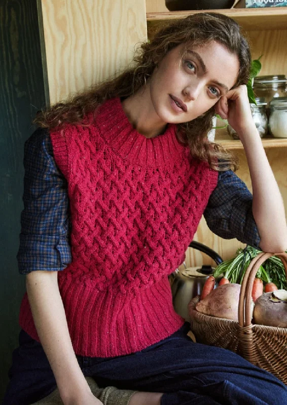 Blowout Sale IrelandsEye Trellis Cropped Vest - Bramble Berry