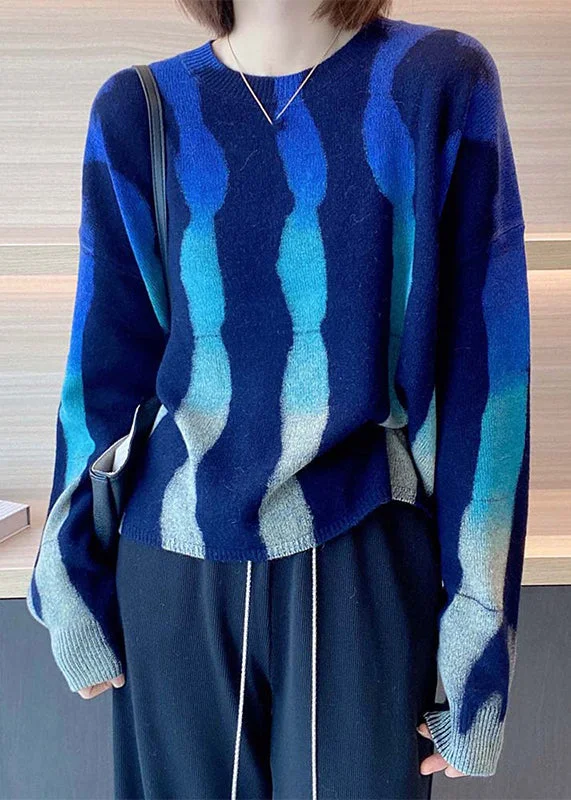 Great Deals French Striped O Neck Cozy Wool Knit Sweaters Long Sleeve