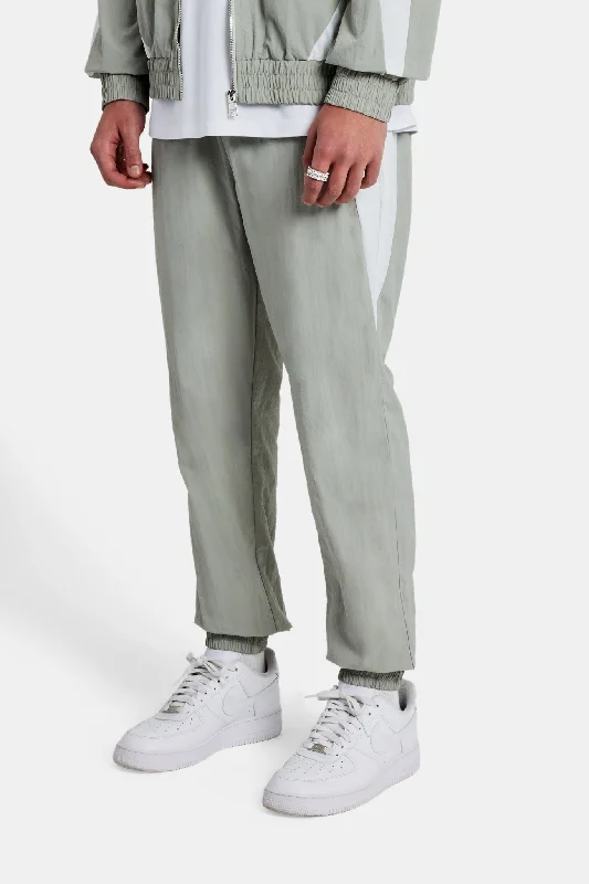 Nylon Panelled Track Joggers - Light Grey