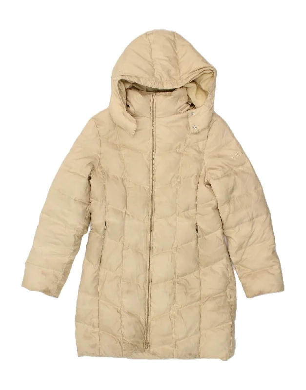 Closeout Deal FILA Womens Hooded Padded Coat UK 14 Large  Beige Polyester