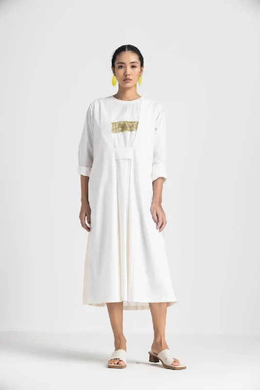 Weekend Deals That Please Back Pleat Dress - Ivory