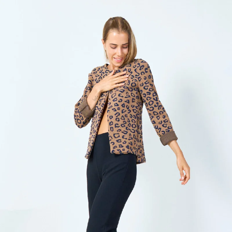 Early Access Open front leopard print cardigan wholesale