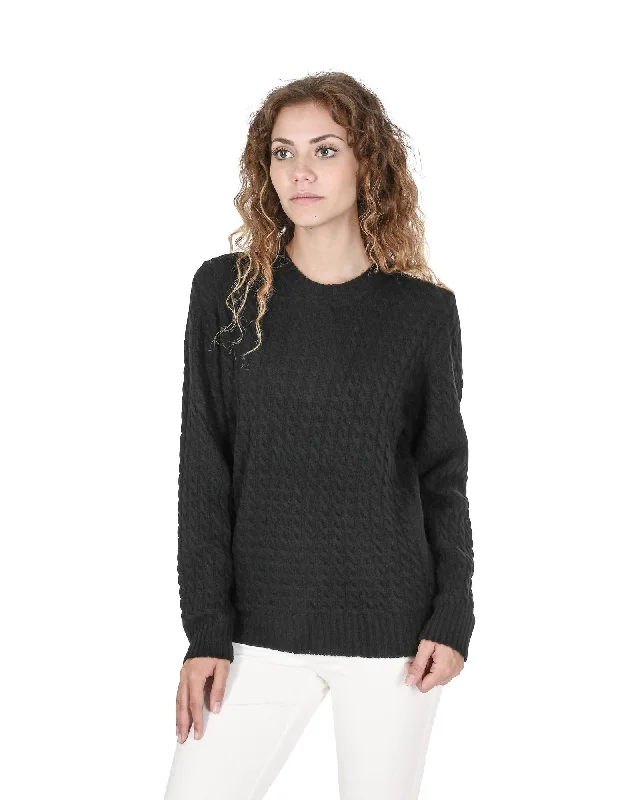 Weekend Savings Spectacular Crown of Edinburgh Cashmere Women's Luxury Italian Cashmere and Merino Wool Sweater in Black - 46 EU