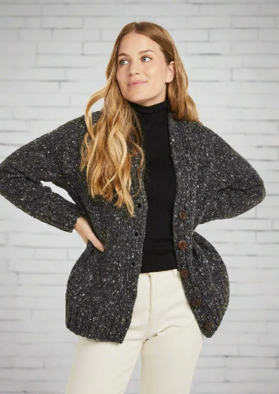 Hot Buy Ladies' Donegal Cardigan with Side Pockets | Charcoal