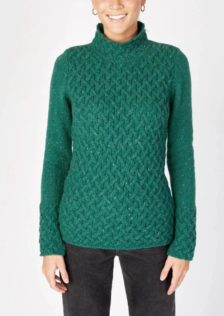 Epic Deals IrelandsEye Women's Trellis Aran Sweater | Green Garden