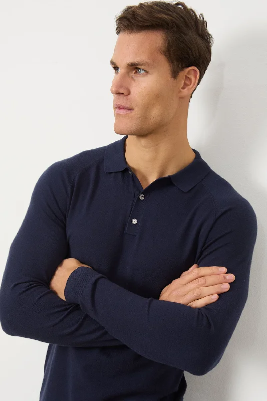 Knitted Polo Shirt in Denim