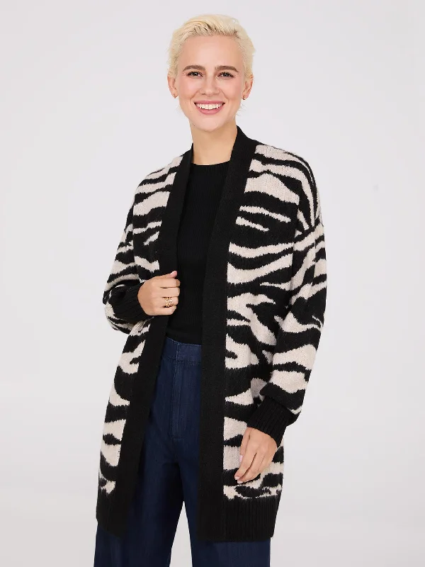 Members Only Zebra Print Drop Shoulder Duster