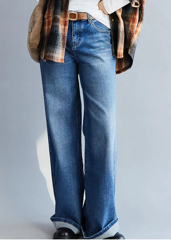 Stock Clearance Fashion Blue Casual high waist denim Pants Spring
