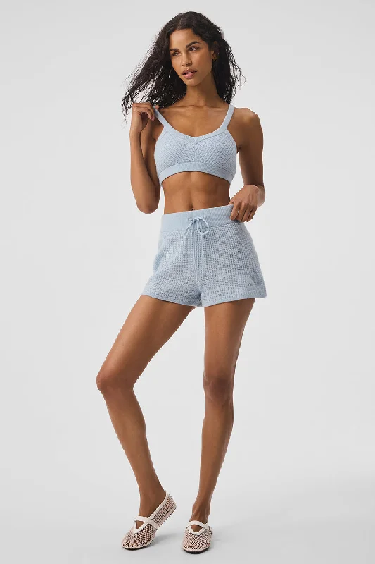 Blowout Sale Cashmere High-Waist Plush Waffle Short - Crystal Blue