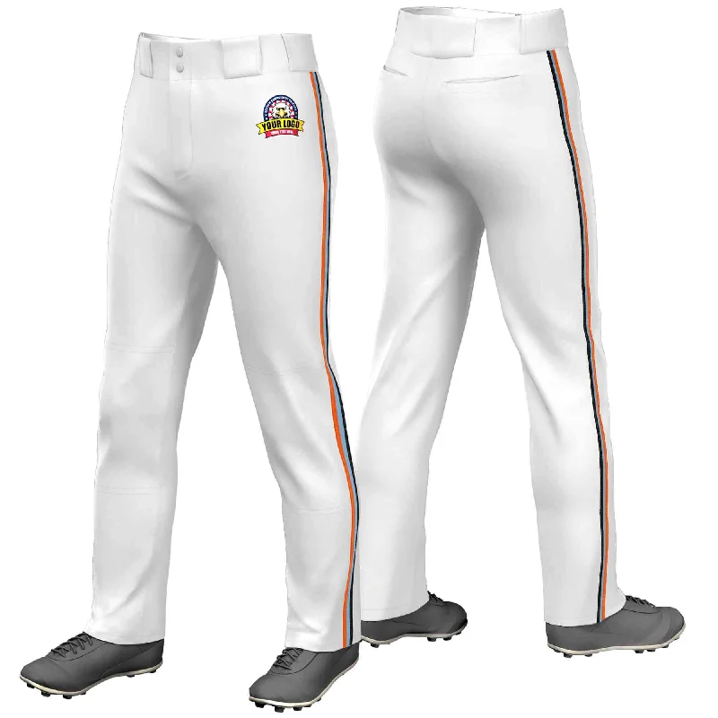 Custom White Orange Royal-Black Classic Fit Stretch Practice Loose-fit Baseball Pants