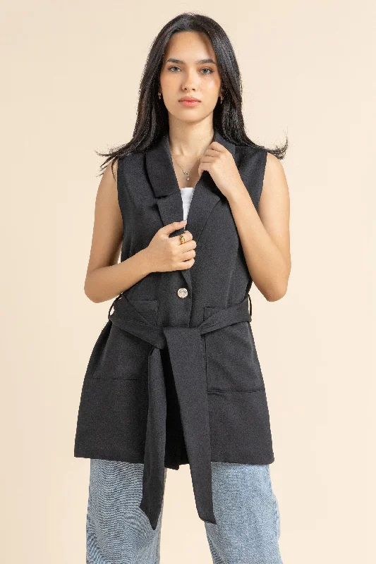 Seasonal Clearance Black Graceful Crepe Essence Vest