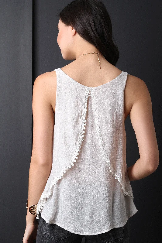 Closeout Deal Gauzy Split Back Sleeveless Top
