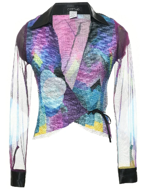 Abstract Print Evening Top - S